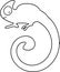 Coloring page. Chameleon with long swirling tail