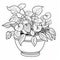 Coloring Page For Children: Pothos Plant In Cartoon Style