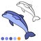 Coloring page. Color me: dolphin. Little cute dolphin jumps and