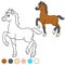 Coloring page. Color me: horse. Little cute foal.
