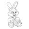 Coloring page with colorless cartoon girl Rabbit sitting and painting Easter egg. Template of coloring book Easter Bunny for kids
