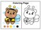 Coloring page Cub Bear and honey cartoon kawaii vector animal habitat