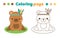 Coloring page with cute boho bear. Drawing kids game. Printable activity