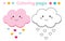 Coloring page with cute cloud. Drawing kids game. Printable activity