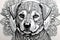 coloring page of cute dog, mandala retriever theme