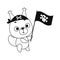 Coloring page cute little squirrel with pirate flag. Coloring book for kids. Educational activity for preschool years