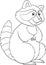 Coloring page. Cute raccoon stands and smiles