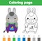 Coloring page with donkey. Drawing kids activity. Printable toddlers fun