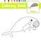 Coloring page Dugong eating seagrass animal cartoon character vector illustration