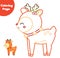 Coloring page. Educational children game. Color Christmas deer. Drawing kids printable activity.