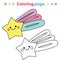 Coloring page. Educational children game. Cute star. Drawing kids printable activity.
