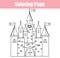 Coloring page. Educational children game. Fairy Castle. Drawing kids printable activity.