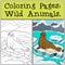 Coloring page with example. Mother seal with her cute baby.