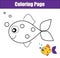 Coloring page with fish. Educational game, printable drawing kids activity