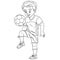Coloring page with footballer, football player