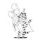 Coloring page. Funny cartoon tiger superhero