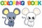 Coloring page funny grey home mouse. Vector coloring book for childrens activity