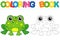 Coloring page funny smiling green cartoon frog. Educational tracing coloring book for childrens activity