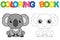 Coloring page funny smiling koala. Educational tracing coloring book for childrens activity