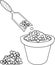 Coloring page. Garden scoop and flower pot with soil
