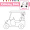 Coloring page Golf Cart cartoon character side view vector illustration