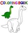 Coloring Page. Green Dinosaur vector illustration. Apatosaurus Brachiosaurus or Brontosaurus. Cartoon character.