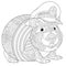 Coloring page with hamster or guinea pig
