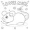 Coloring page `I love mice`.