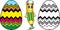 Coloring page for kids, easter eggs and pencil character