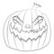 Coloring page for kids with Halloween evil pumpkin