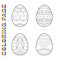 Coloring page for kids with ornate Easter eggs for toddlers. 