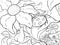 Coloring page - Large ladybug on the leaf of a flower - Line-art