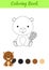 Coloring page little sitting baby beaver. Coloring book for kids. Educational activity for preschool years kids and toddlers with