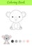 Coloring page little sitting baby koala. Coloring book for kids. Educational activity for preschool years kids and toddlers with