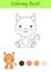 Coloring page little sitting baby lynx. Coloring book for kids. Educational activity for preschool years kids and toddlers with