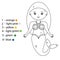 Coloring page with mermaid. Color by numbers children educational game