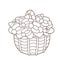 Coloring Page Outline Of basket of flowers. Coloring book for kids