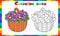 Coloring Page Outline of basket of flowers. Violets. Greeting card. Birthday. Valentine`s day. Coloring Book for kids