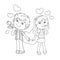 Coloring Page Outline Of Boy and girl with hearts