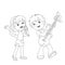 Coloring Page Outline Of boy and girl singing a song