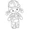 Coloring Page Outline of builder girl in hardhat. Profession. Coloring book for kids