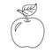 Coloring Page Outline Of cartoon apple. Fruits. Coloring book