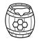 Coloring Page Outline of cartoon barrel of honey. Coloring book for kids