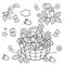 Coloring Page Outline Of cartoon basket of berries. Garden strawberry. Summer gifts of nature. Coloring book for kids