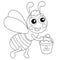 Coloring Page Outline of cartoon bee with honey. Coloring book for kids