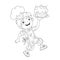 Coloring Page Outline Of cartoon Boy chef with cake