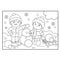 Coloring Page Outline Of cartoon boy with girl making snowman