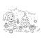 Coloring Page Outline Of cartoon boy making Christmas paper lanterns. Christmas. New year. Coloring book for kids.