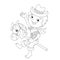 Coloring Page Outline Of cartoon Boy playing cowboy with toy horse