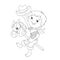 Coloring Page Outline Of cartoon Boy playing cowboy with toy horse